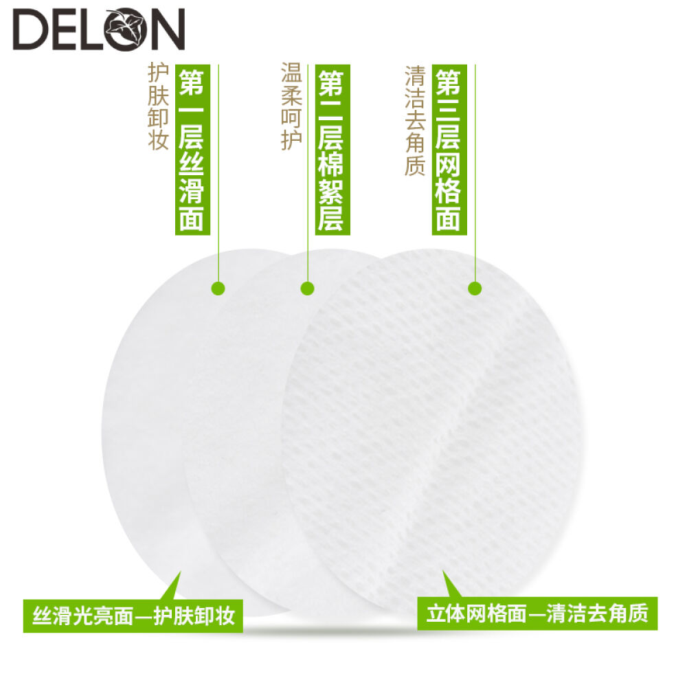 【第二件半价】DELON迪朗贝斯双面双效卸妆棉纯棉温和卸眼唇脸部去角质化妆棉片100片/袋1袋