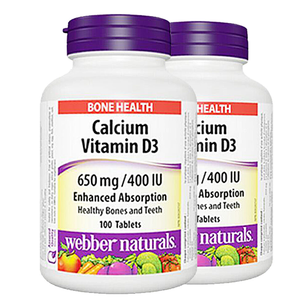 Webber伟博钙片钙+D3强健骨骼预防骨质疏松加拿大进口直邮100粒2瓶