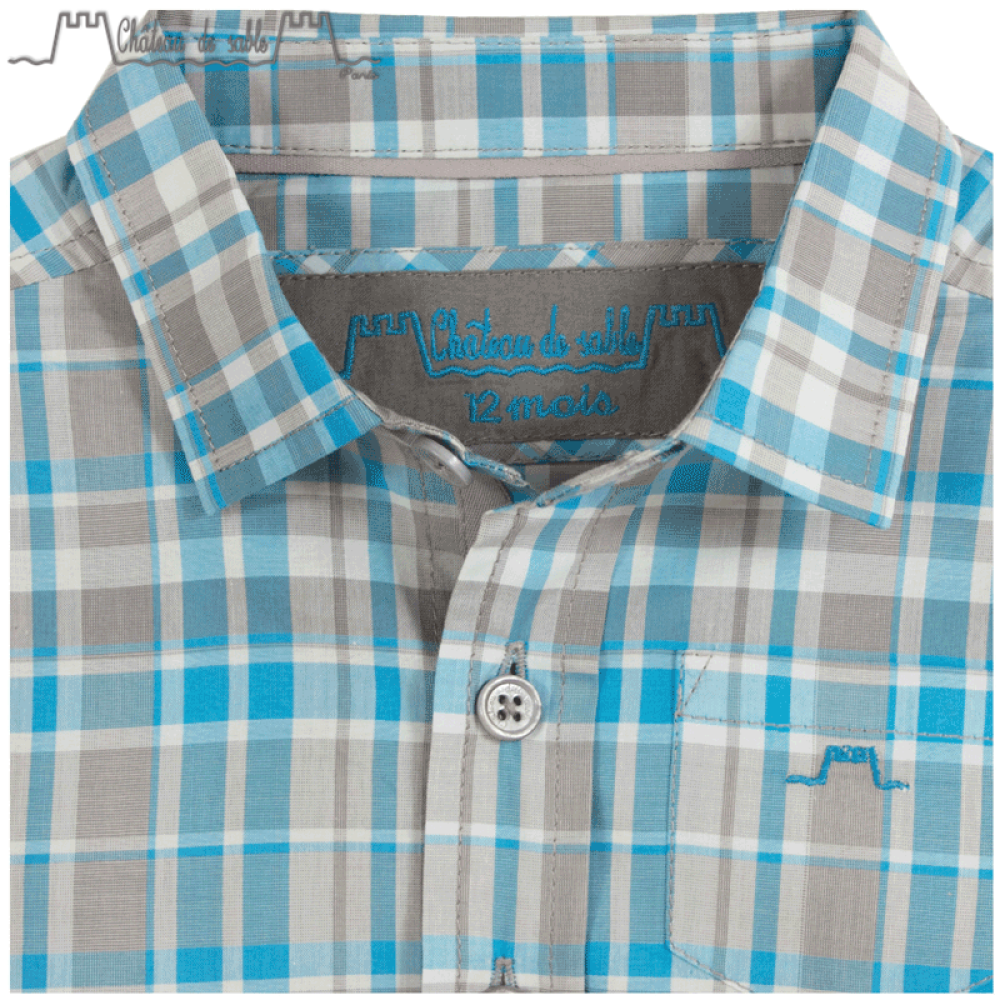 ChateauDeSableLOUIS男童衬衫儿童格子衫儿童上衣#020蓝色04Y