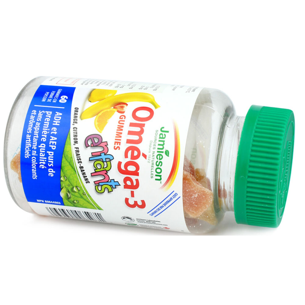 【全球购】加拿大Jamieson健美生儿童专用鱼油DHA软糖-混合水果味2.5克×60粒