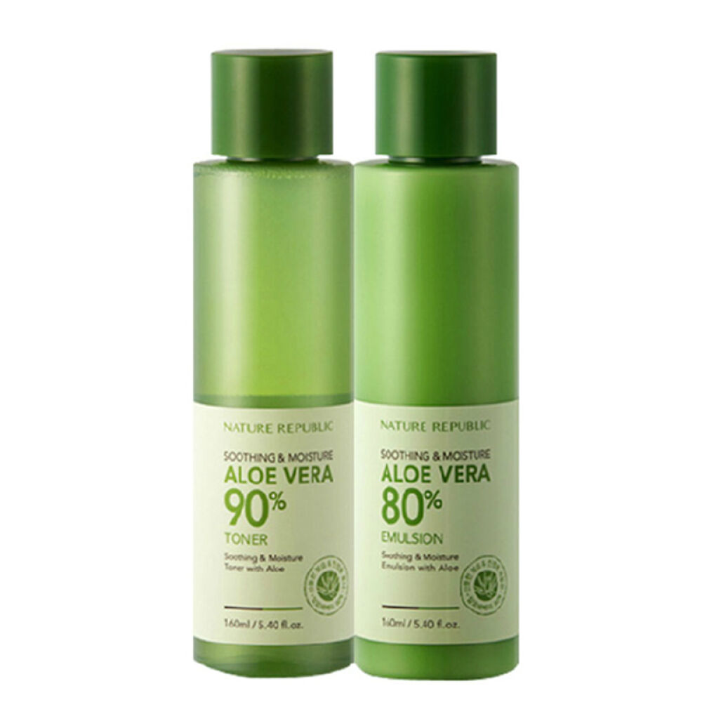 【澳门直邮】韩国自然乐园补水套装芦荟胶乳液爽肤水补水保湿洁面乳4件套