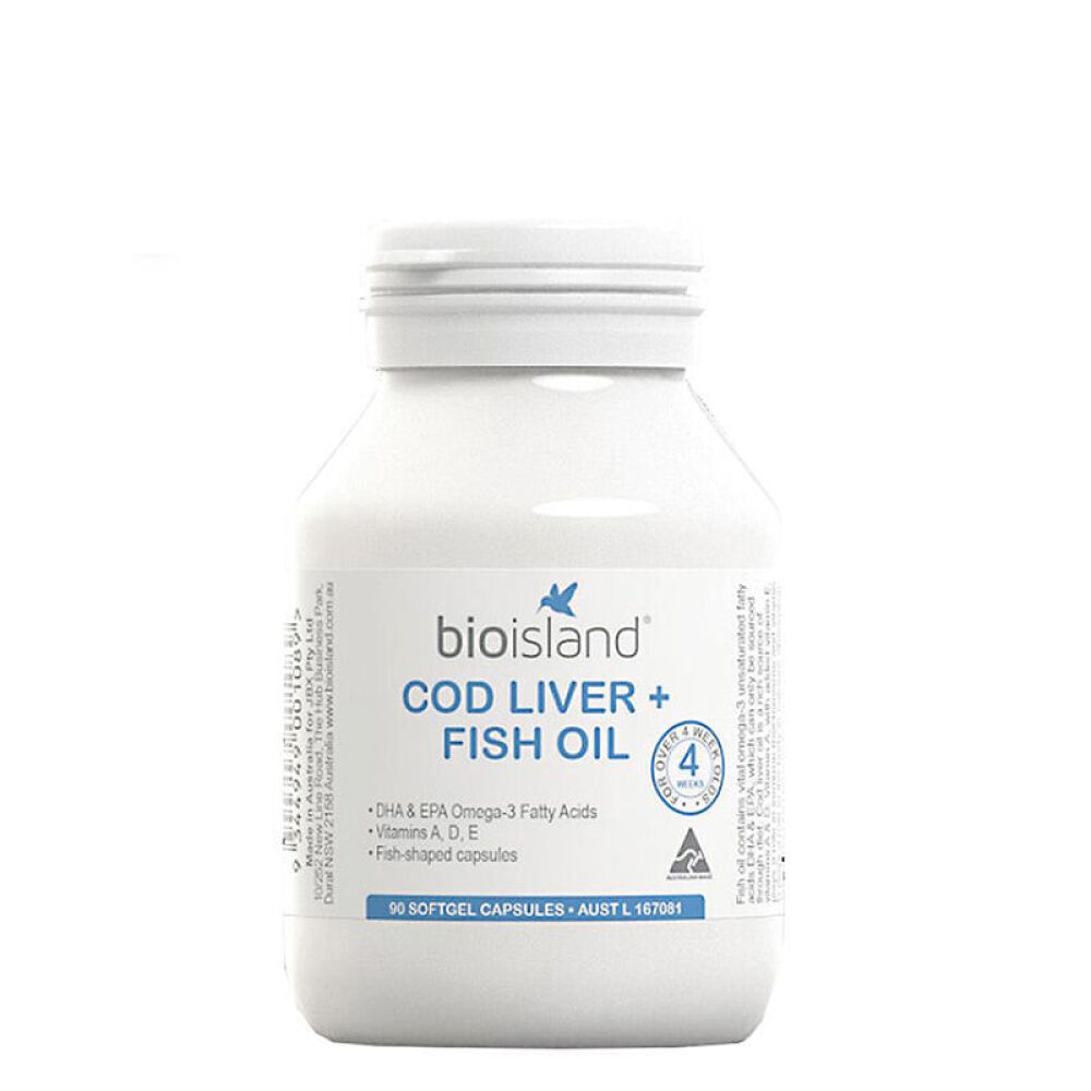 澳洲Bioisland原装进口婴幼儿宝宝儿童/乳钙补钙/补充DHA/儿童补锌片4周+鳕鱼肝鳕鱼油+鱼油DHA90粒