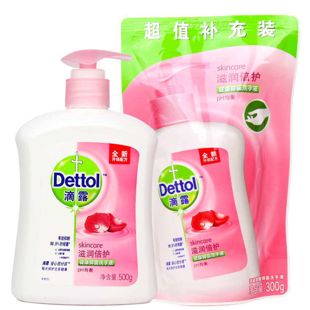滴露(Dettol)滋润洗手液500g+袋装300g7241