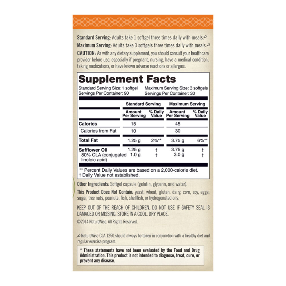 美国进口naturewise共轭亚油酸CLA软胶囊瘦身减脂加速代谢