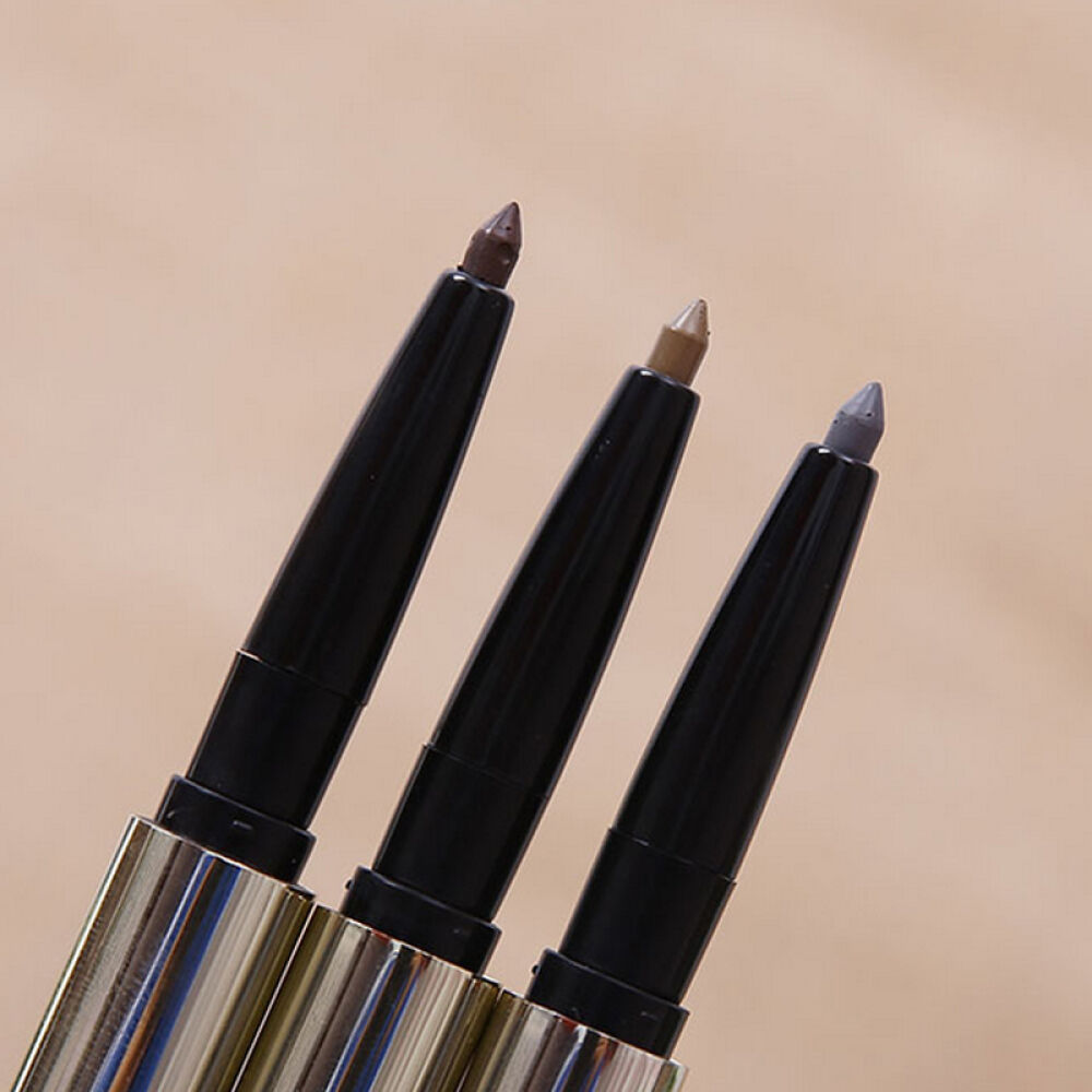 泰国Mistine粉饼底妆3d眉笔系列3D一字眉笔眉粉染眉膏三合一旋转套装防水3#灰黑色