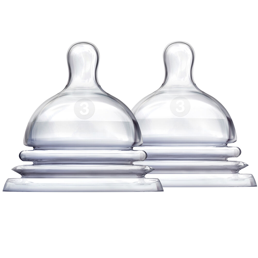 自营满趣健Munchkin3阶段宽口径食品级硅胶奶嘴高流速2只装6个月以上宝宝