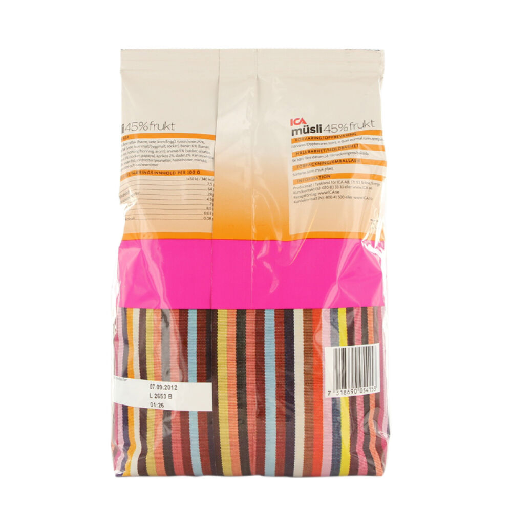 瑞典进口ICA水果坚果混合燕麦片冲饮即食低脂美味什锦营养早餐45%水果燕麦片750g