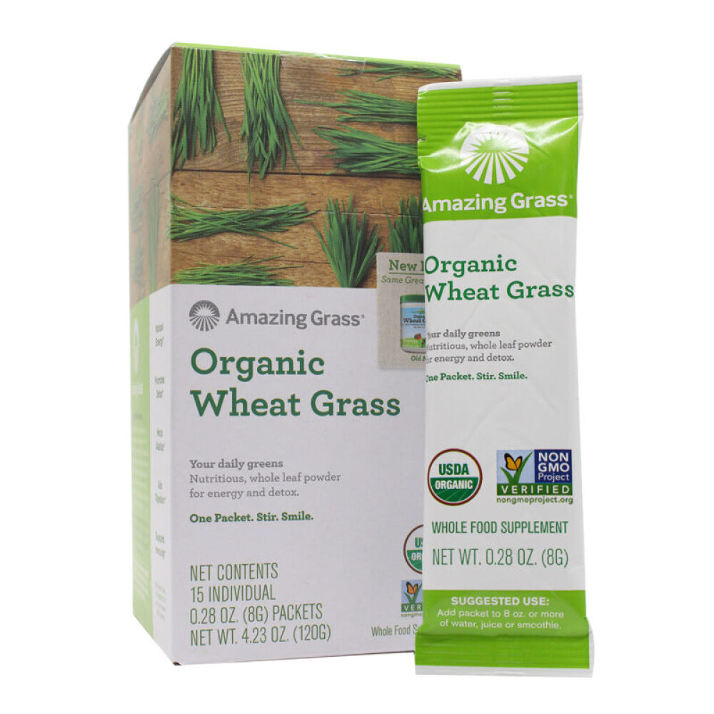 Amazinggrass小麦草粉麦苗粉大麦若叶绿素有机纤维素碱性排毒养颜减肥消肚腩15袋5盒