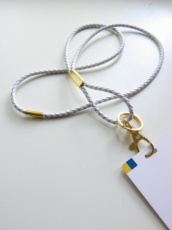 LeatherLanyard,BadgeHolder,Goldtone,Keychain,USBNecklace,BlackWhiteBrownorRed,LeatherKeychain,LeatherLanyards,Gift