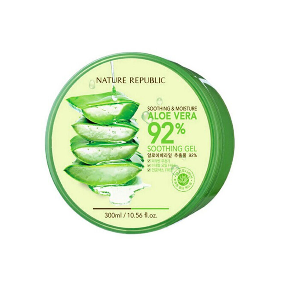 【韩国进口】NatureRepublic自然乐园芦荟胶男女祛痘消印补水保湿面膜套装芦荟胶300ml+芦荟水160ml