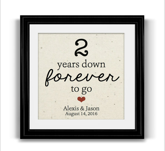 2yearanniversarygiftforhusbandwife|personalizedframedcottonprint