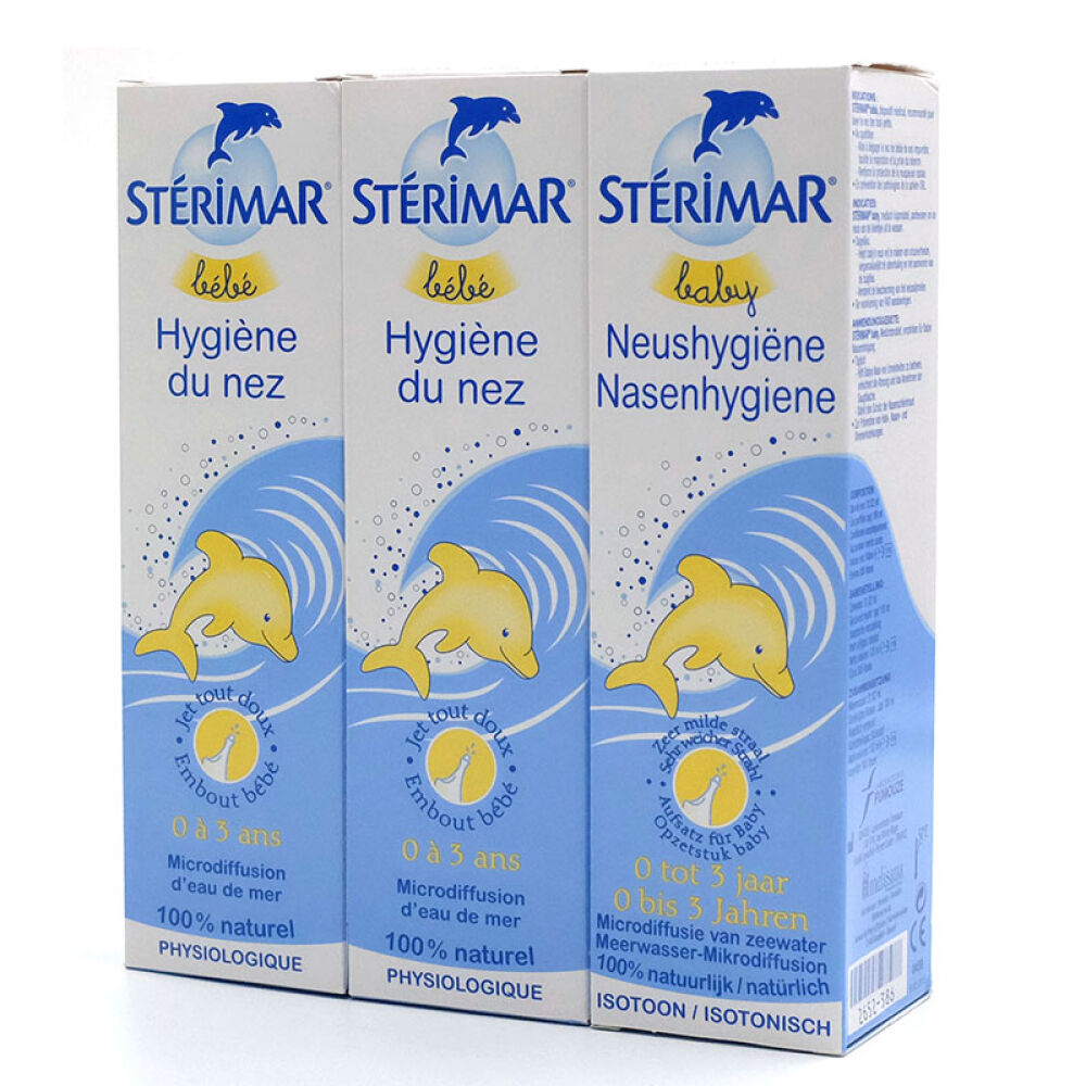 法国小海豚Sterimar宝宝洗鼻盐水鼻炎喷剂儿童生理性海盐水洗鼻器鼻腔冲洗器0-3岁宝宝专用(浅蓝)100ML