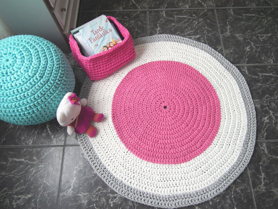 RoundBabyPlayMat-RoundRug-BabyPlaymat-NurseryRug-PinkRug-CrochetRoundMat-NewbornGift-NurseryDecor-GiftforHer-HomeDecor-Rugs