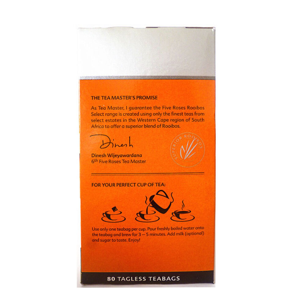 南非五朵玫瑰博士茶FiveRosesRooibosTea路易波士茶80袋