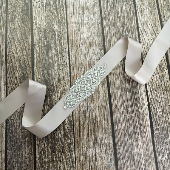 Taupeweddingsash,rhinestoneweddingsash,allwhitesash,weddingbelt,simpleweddingsash,whitesash