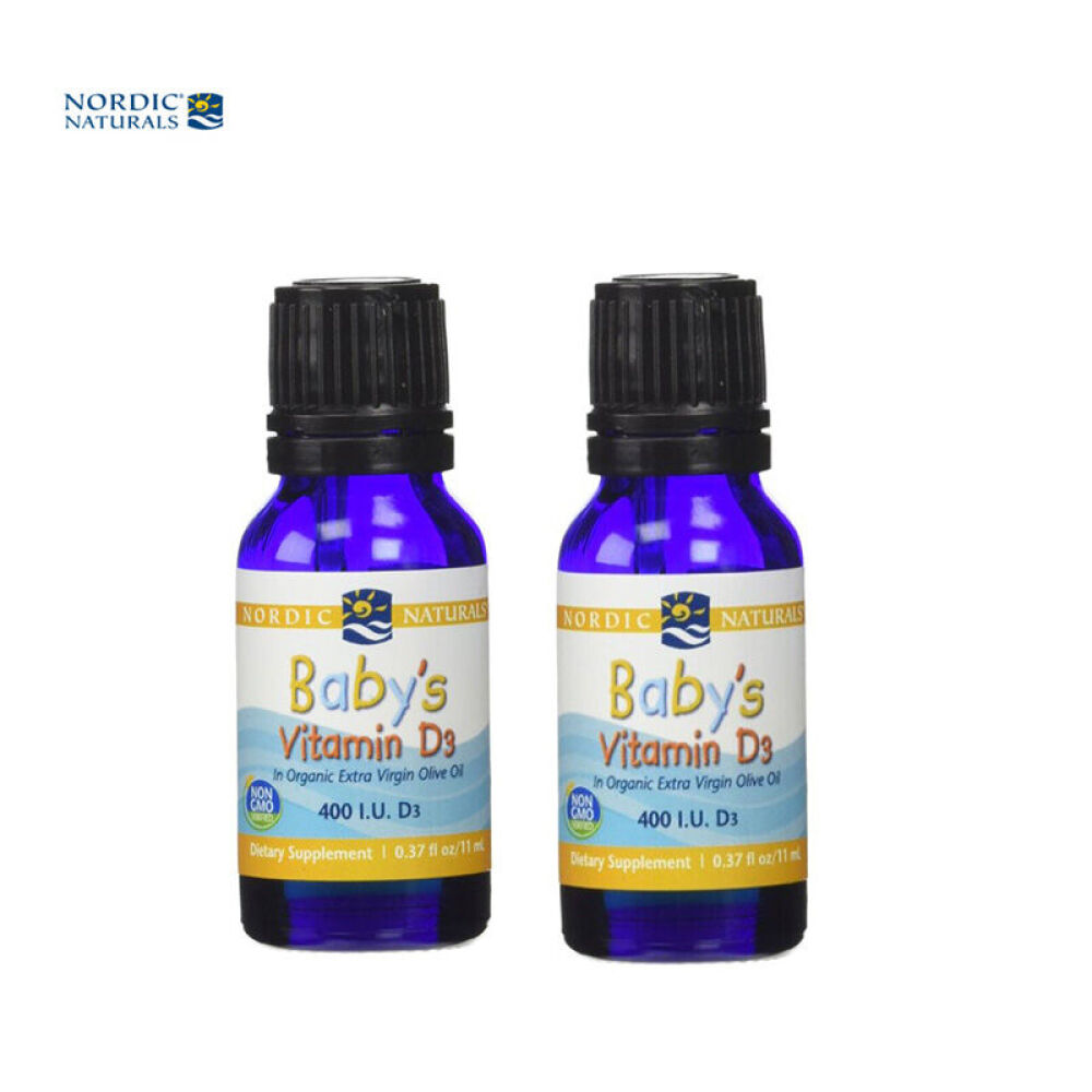 【全球购】NordicNaturals挪威小鱼婴儿DHA滴剂VD滴剂婴儿鱼油宝宝鱼油维生素D3滴剂双瓶