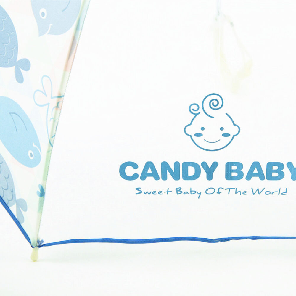 韩国candybaby中性儿童卡通长柄雨伞_小鱼儿