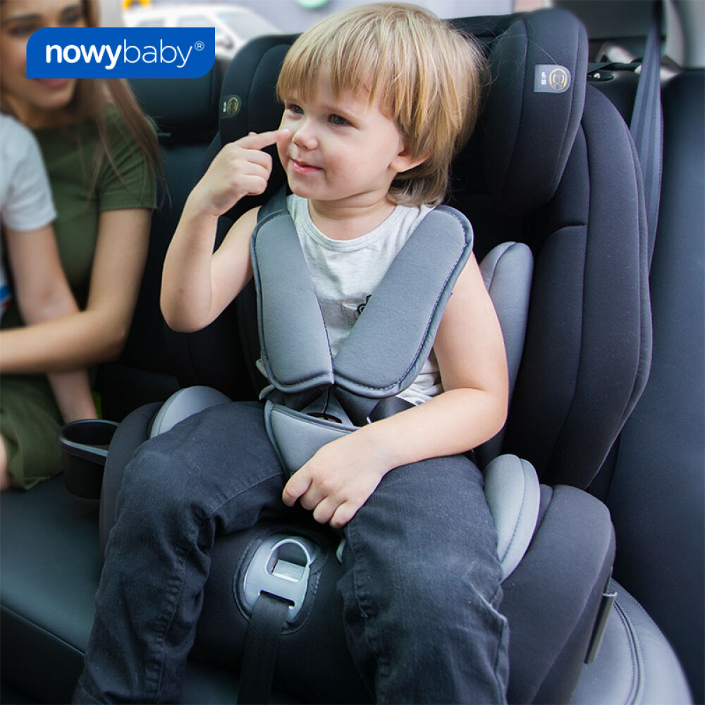 nowybaby儿童汽车安全座椅成长型9个月-12岁宝宝isofix+latch双接口黑色