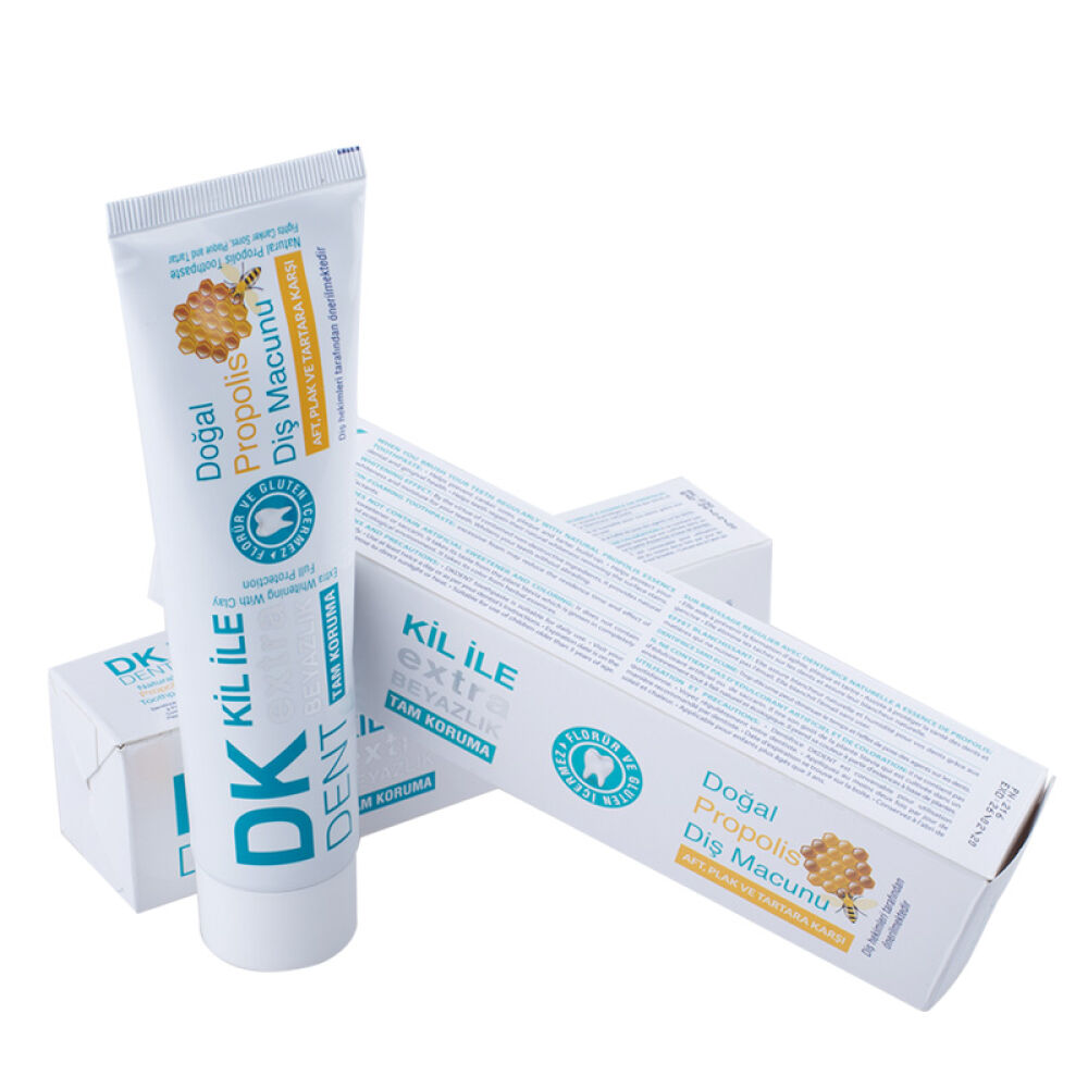 【全球购】Dermokil天然粘土进口牙膏美白牙膏牙齿美白蜂胶味2支装140g