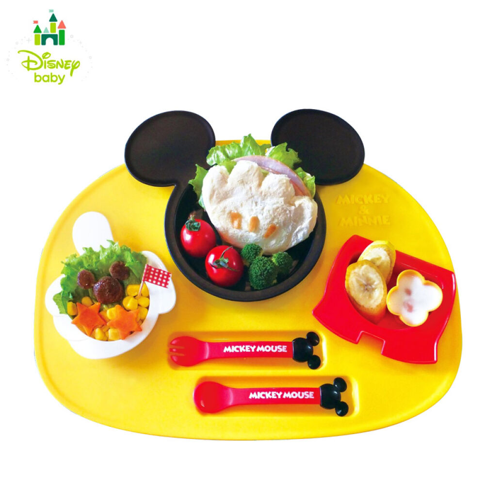全球购日本进口Disney迪士尼/迪斯尼锦化成米奇-米妮儿童餐具餐盘套装六件套米奇黄色六件套