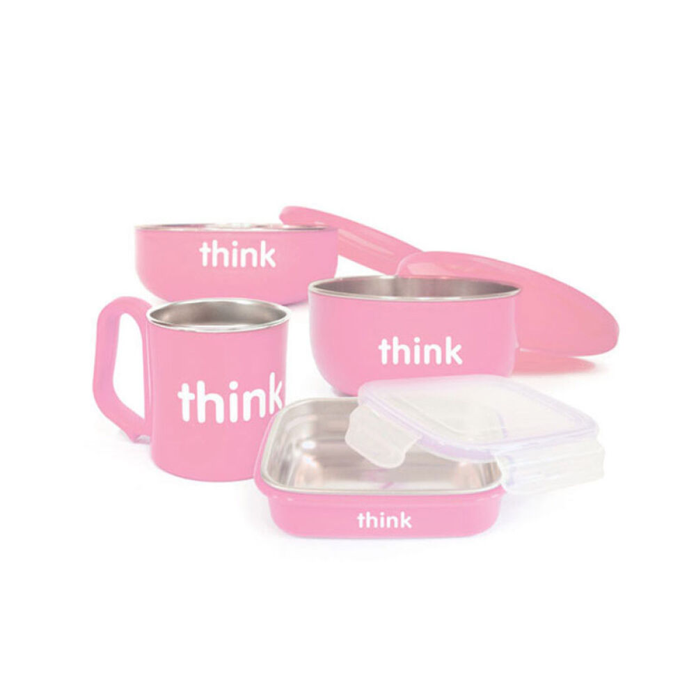 【全球购】Thinkbaby辛可宝贝宝宝餐具套装儿童餐具套装粉红色