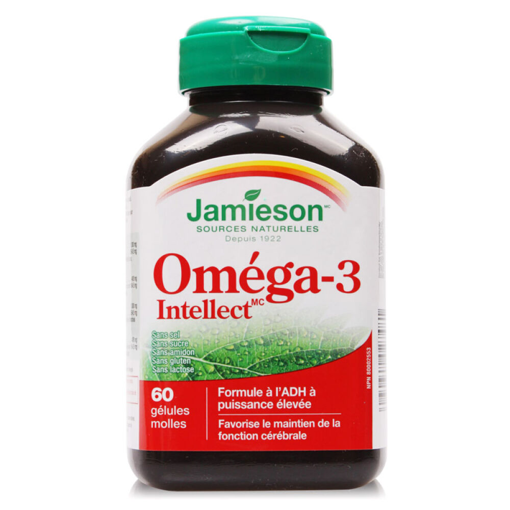 【全球购】加拿大直邮健美生Jamieson鱼油Omega-3高含量DHA配方60粒