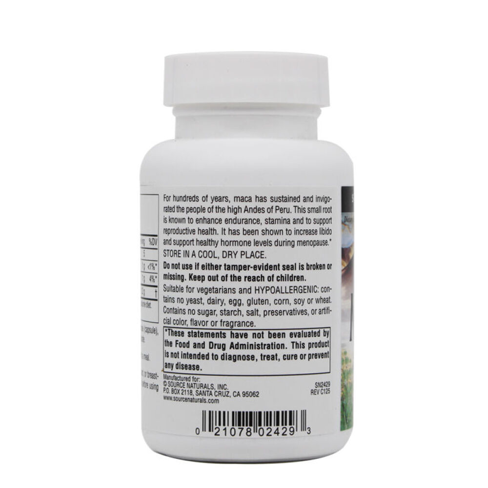SourceNaturals秘鲁原产玛卡胶囊男女通用60粒/瓶