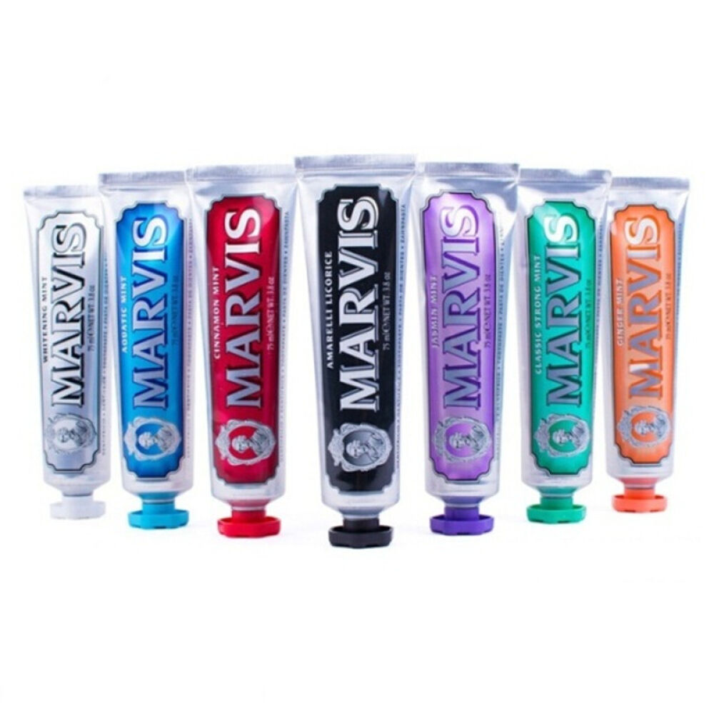 意大利进口Marvis玛尔斯牙膏去黄去烟渍茶渍薄荷75ml新年生日礼物蓝色海洋薄荷