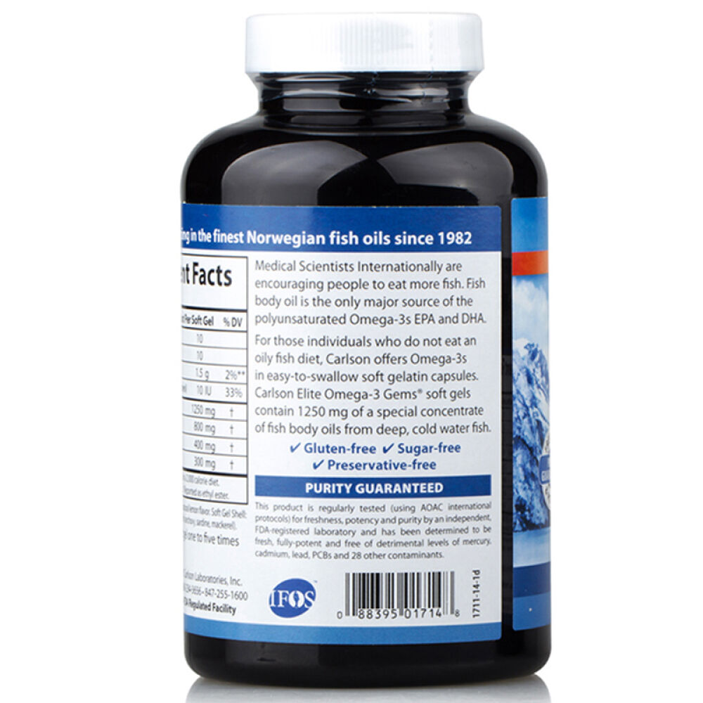 自营康一生（Carlson）欧米伽3挪威深海鱼油软胶囊(90粒+30粒)柠檬味120粒（美国进口）