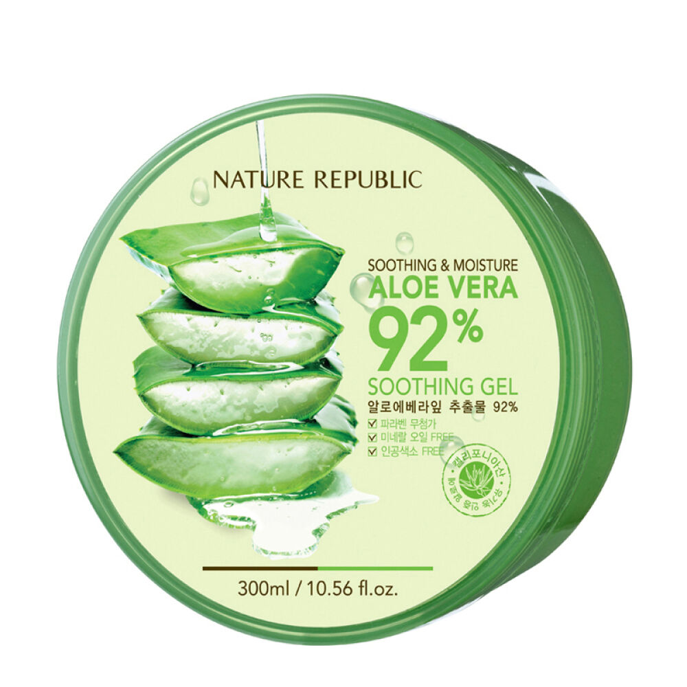 【韩国进口】NatureRepublic自然乐园芦荟胶男女祛痘去痘印补水保湿套装晒后修复芦荟胶300ml+芦荟水160ml