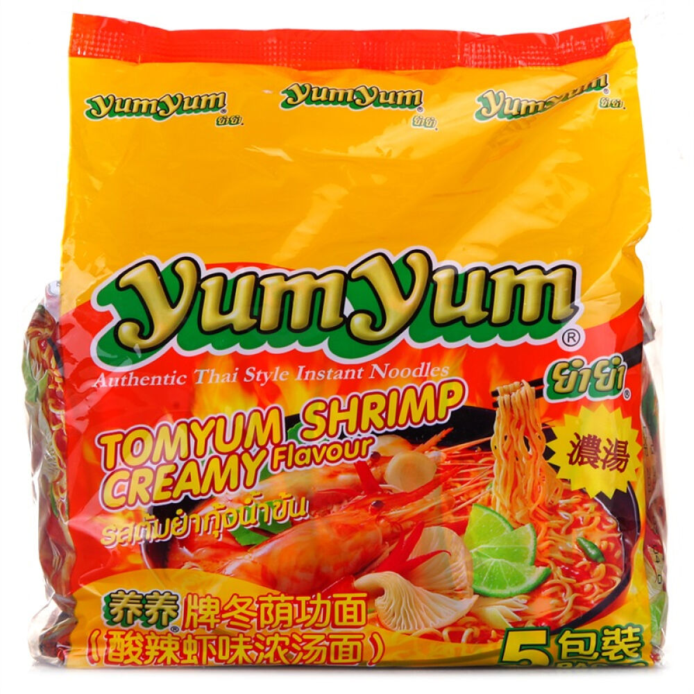泰国yumyum养养牌方便面酸辣虾味浓汤味冬阴功面70g*5包五连包