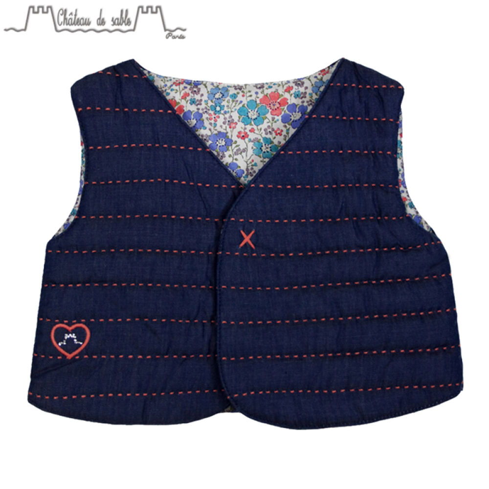 ChateauDeSableLOUISE花印背心儿童棉背心棉马甲#040浅驼色06M