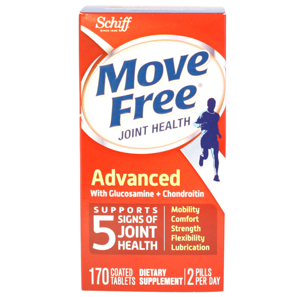 美国SchiffMoveFree氨基葡萄糖维骨力钙片盐酸氨糖软骨素缓解骨骼关节疼痛氨糖红盒170粒骨骼修复1盒新老包装随机发