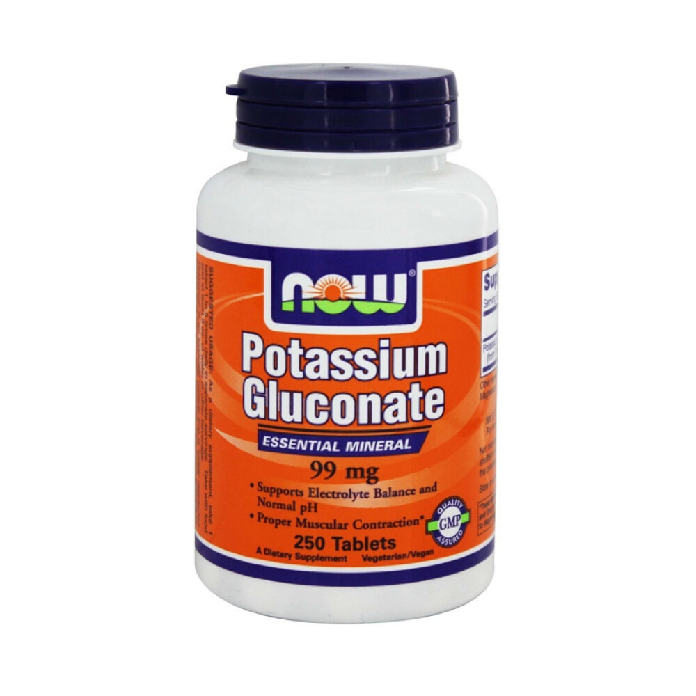 【美国正品直邮】NOWFoods诺奥支持电解质矿物质平衡和神经传导片剂钾葡萄糖酸钾片未定义250片