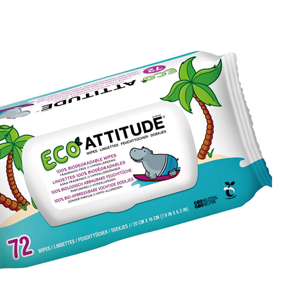ATTITUDE加拿大进口新生婴儿湿巾宝宝手口专用湿纸巾无香型72抽