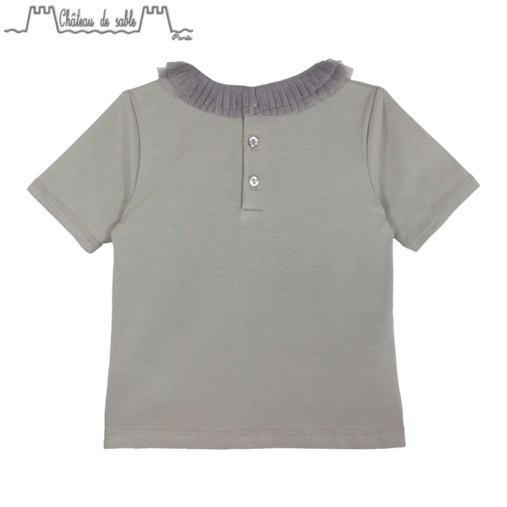 ChateauDeSableLOUISE女童印花T桖衫翻领短袖#040驼色04Y