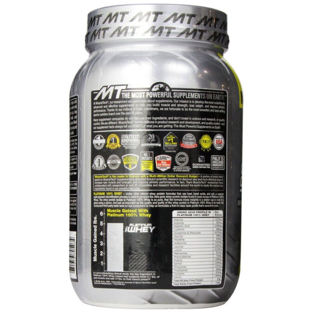 【全球购】muscletech肌肉科技乳清蛋白粉增重健身蛋白粉增肌粉白金乳清蛋白粉2磅(香草味)