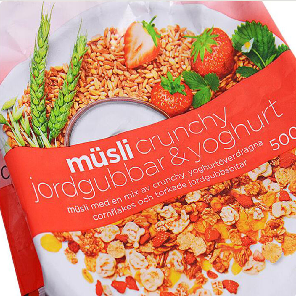瑞典ICA麦片水果燕麦片谷物麦片进口即食营养早餐草莓酸奶口味500g/袋