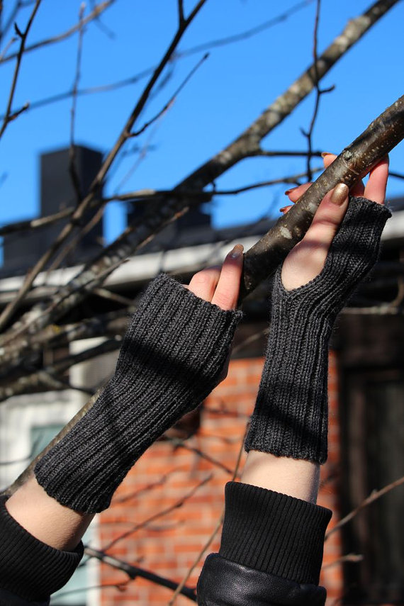 WoolenWrist/ArmWarmers,GreyKnitFingerlessGloves,Wristlets,TouchscreenGloves,KeyboardGloves,ChristmasGift,GiftforHim