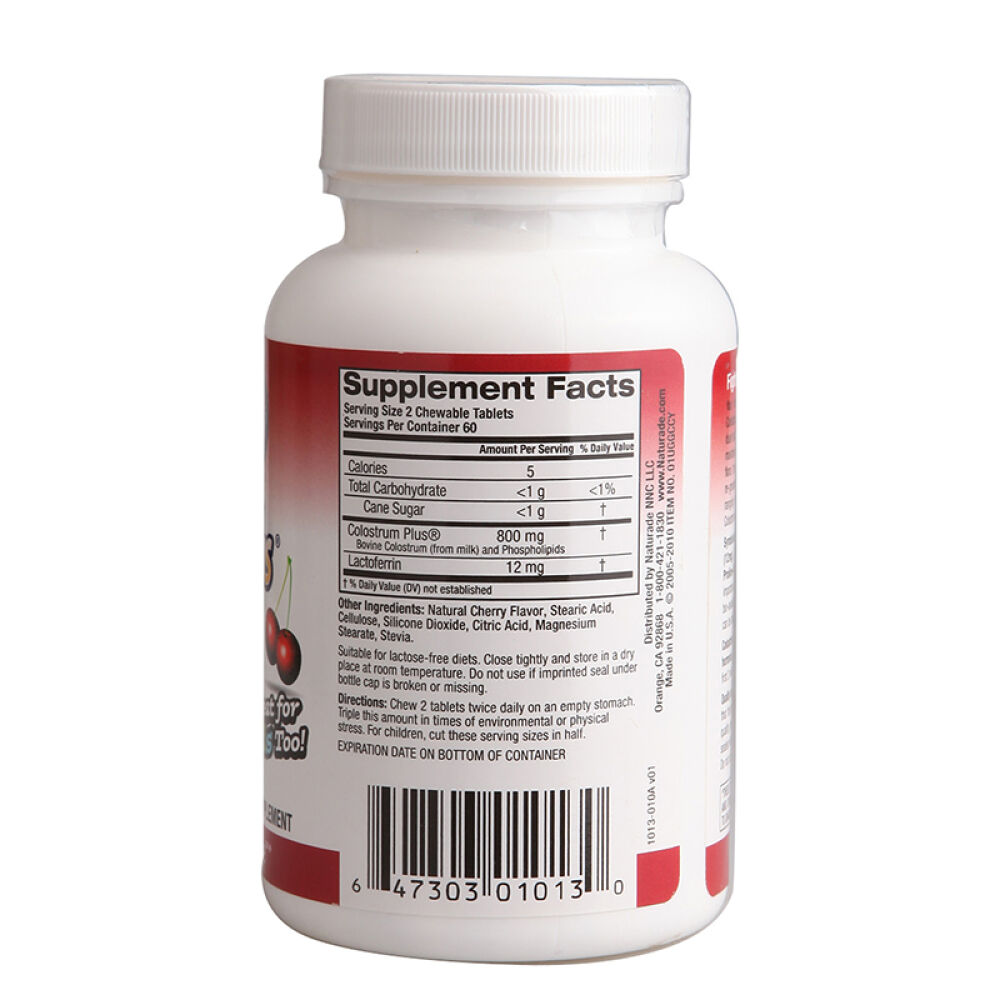 【全球购】美国原装Symbiotics婴儿纯牛初乳粉孕妇儿童成年人通用咀嚼片樱桃味120粒