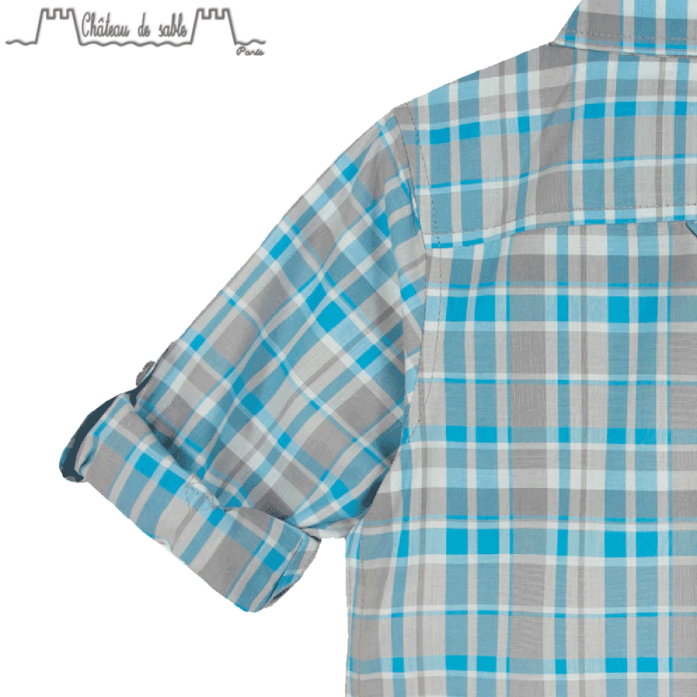 ChateauDeSableLOUIS男童衬衫儿童格子衫儿童上衣#020蓝色04Y