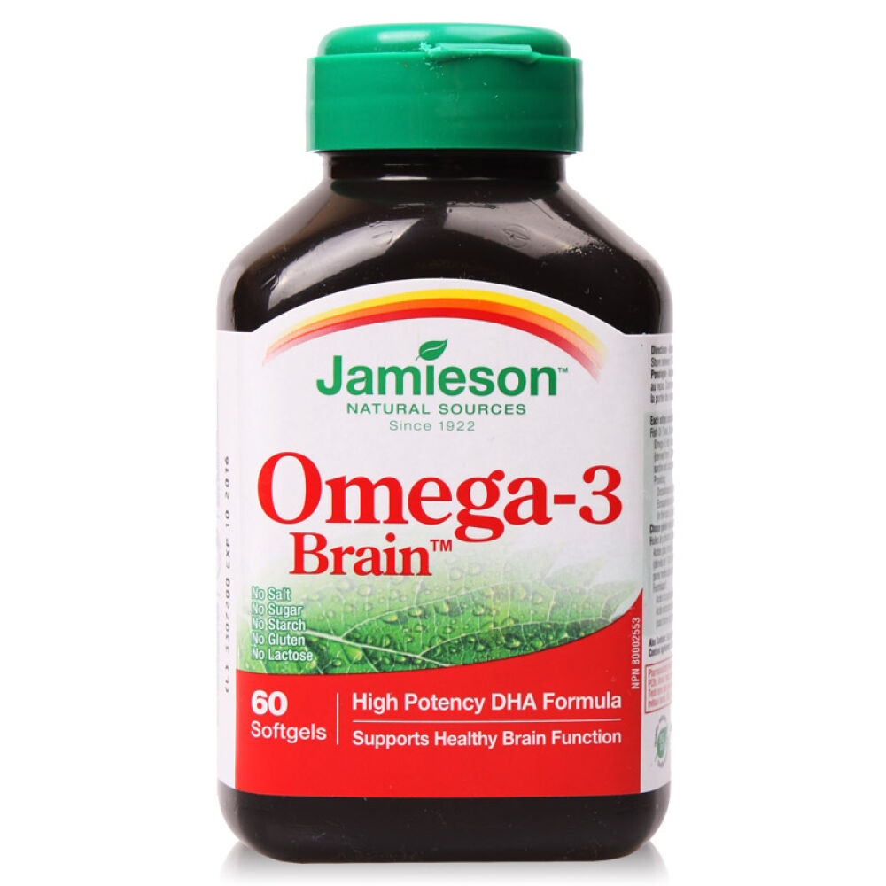 【全球购】加拿大直邮健美生Jamieson鱼油Omega-3高含量DHA配方60粒