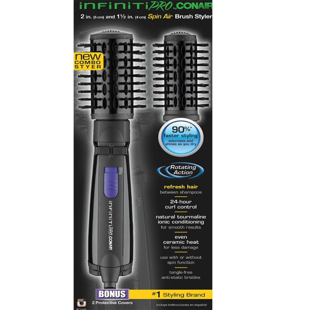 美国直邮美康雅Conair旋转空气热风电动卷发棒