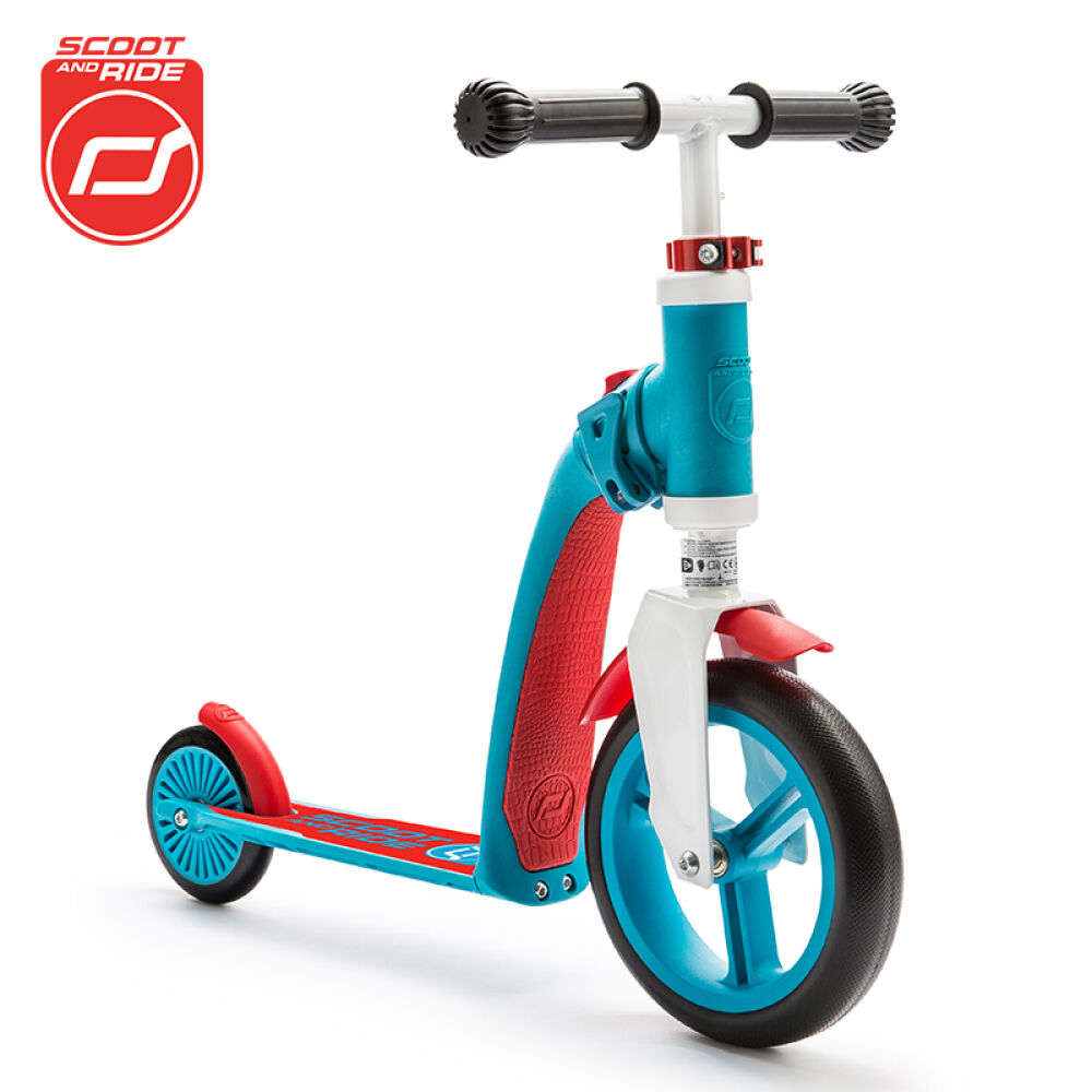 【全球购】奥地利scootride酷骑儿童两用滑板车平衡车可坐可滑可升降滑车1-3岁蓝红色