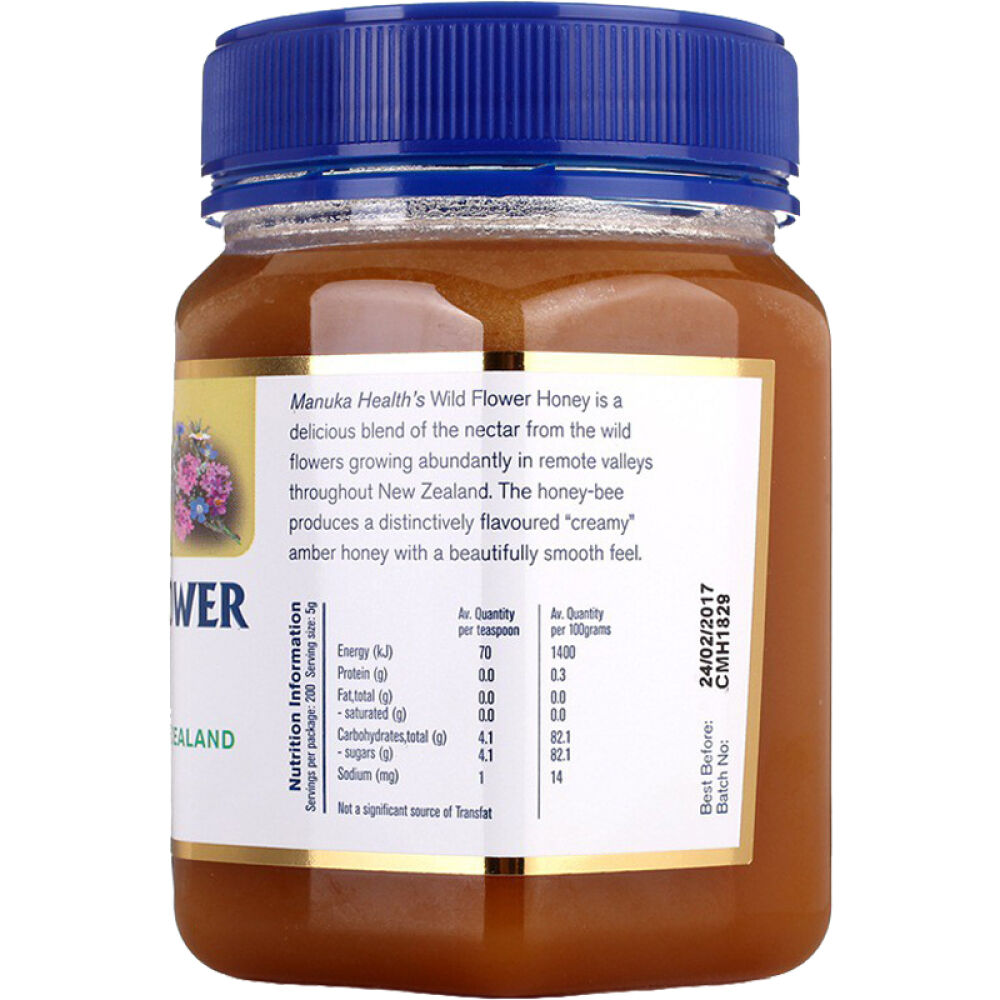 【全球购】新西兰进口ManukaHealth蜜纽康蜂蜜野花蜜麦卢卡蜂蜜包邮蜜纽康野花蜜1000g1罐