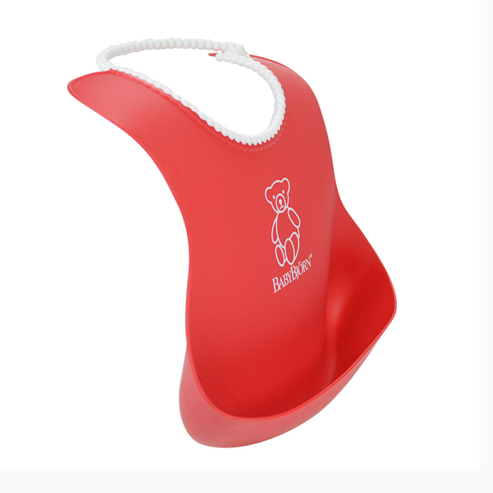 瑞典BABYBJORNSoftBib软胶防碎屑围嘴婴儿围兜立体防水不含BPA红色拆单无原装