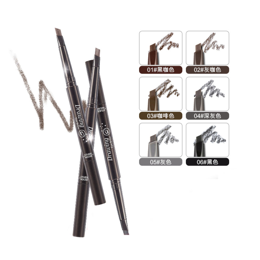 韩国ETUDEHOUSE爱丽小屋眉笔防水防汗不脱妆旋转两用2只装~~3#咖啡色+5#灰色