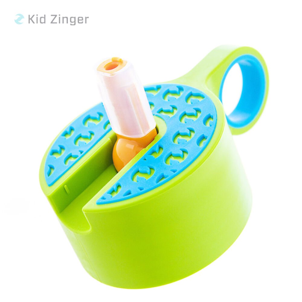 【全球购】柠檬杯Kidzinger活力瓶美国进口带吸管手动儿童水果榨汁杯473ml绿色