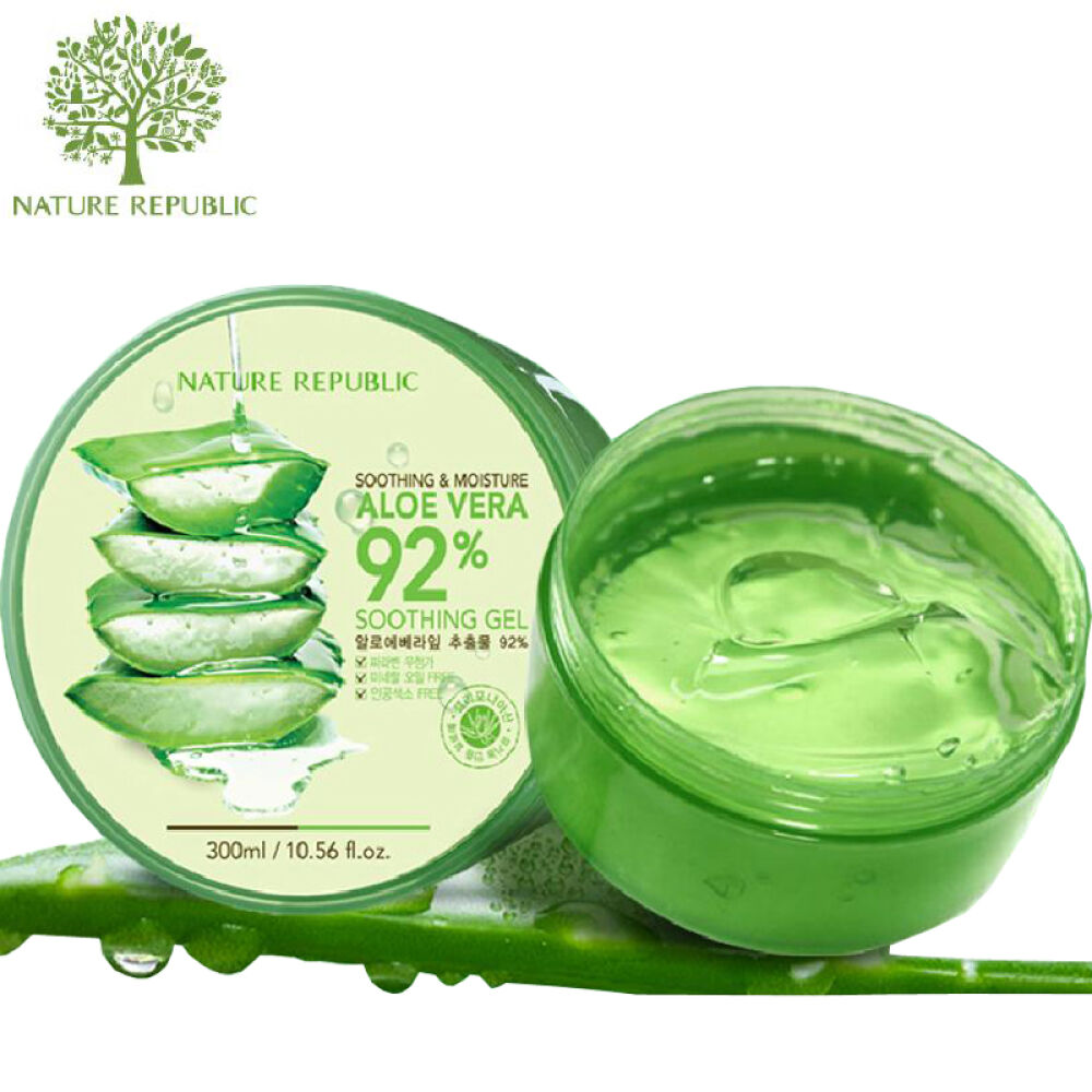 包邮韩国自然乐园补水面膜面霜晒后芦荟胶300ml三支