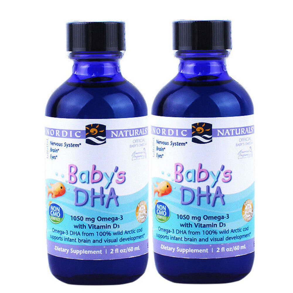 美国挪威小鱼NordicNaturals婴儿鱼油D3滴剂婴儿DHA深海鳕鱼油2瓶装